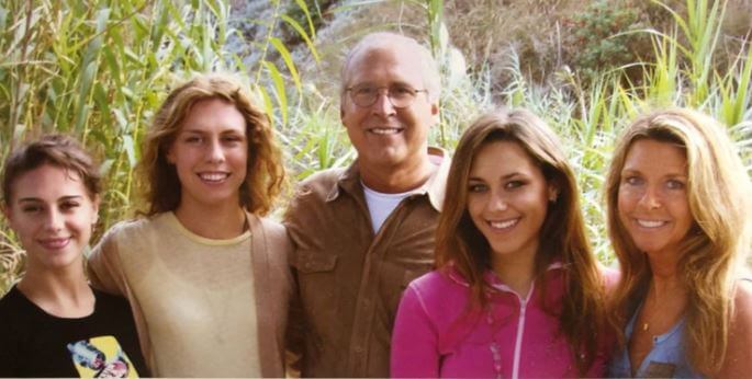 Cathalene Parker Browning son Chevy Chase with his wife Jayni and their three daughters.